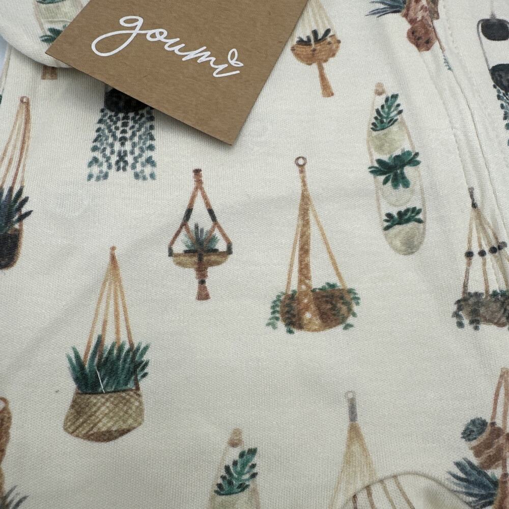 Goumi Kids Baby Macrame Footie 0-3 Months Sleeper Zippy Jumpsuit Bamboo Plants - Picture 3 of 9